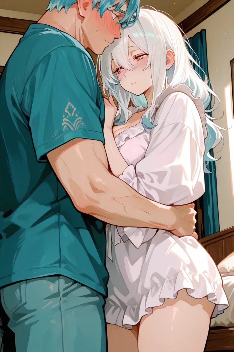 (girl,Fat Boy:1.2)、Completely naked、blush、French kiss、(hug)、(Big Breasts)、Very detailed、High resolution、4K、masterpiece、High resolution、(tears:2)、(rape)、Straddling a Boy、heart、toilet、(Sex:1.3)、(Grin:1.4)、Knee socks、(Side view)、(Push down)、(rape)、braid one's hair、Faint