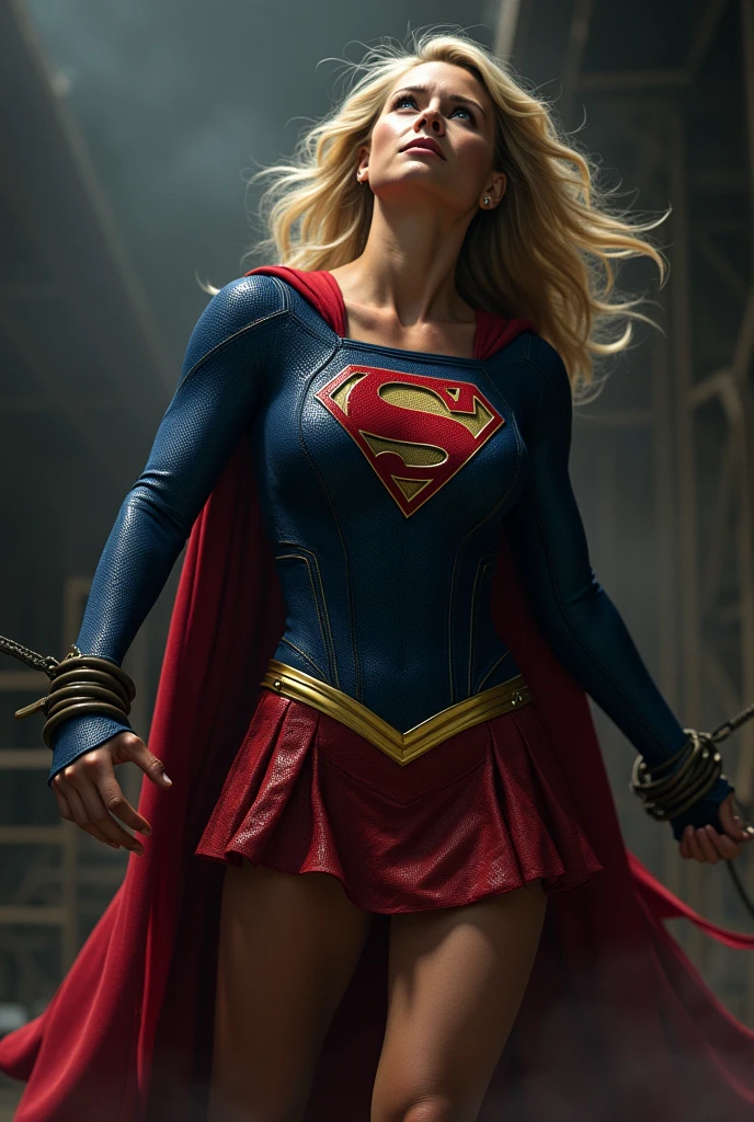 Very aesthetic inkpunk illustration, Alison Tyler lindissima, olhos azuis cintilantes, labios carnudos e rosados, cabelos pretos longos e cacheados (((wielding a magic spear in his right hand))), sentada em uma cadeira simples, corpo inteiro, separated-lips, ?????,(((jaqueta de couro preta com rebites e camiseta da supergirl))) , ripped jeans, big ?????, big booty, fundo da parede com graffiti, Arte por Mschiffer