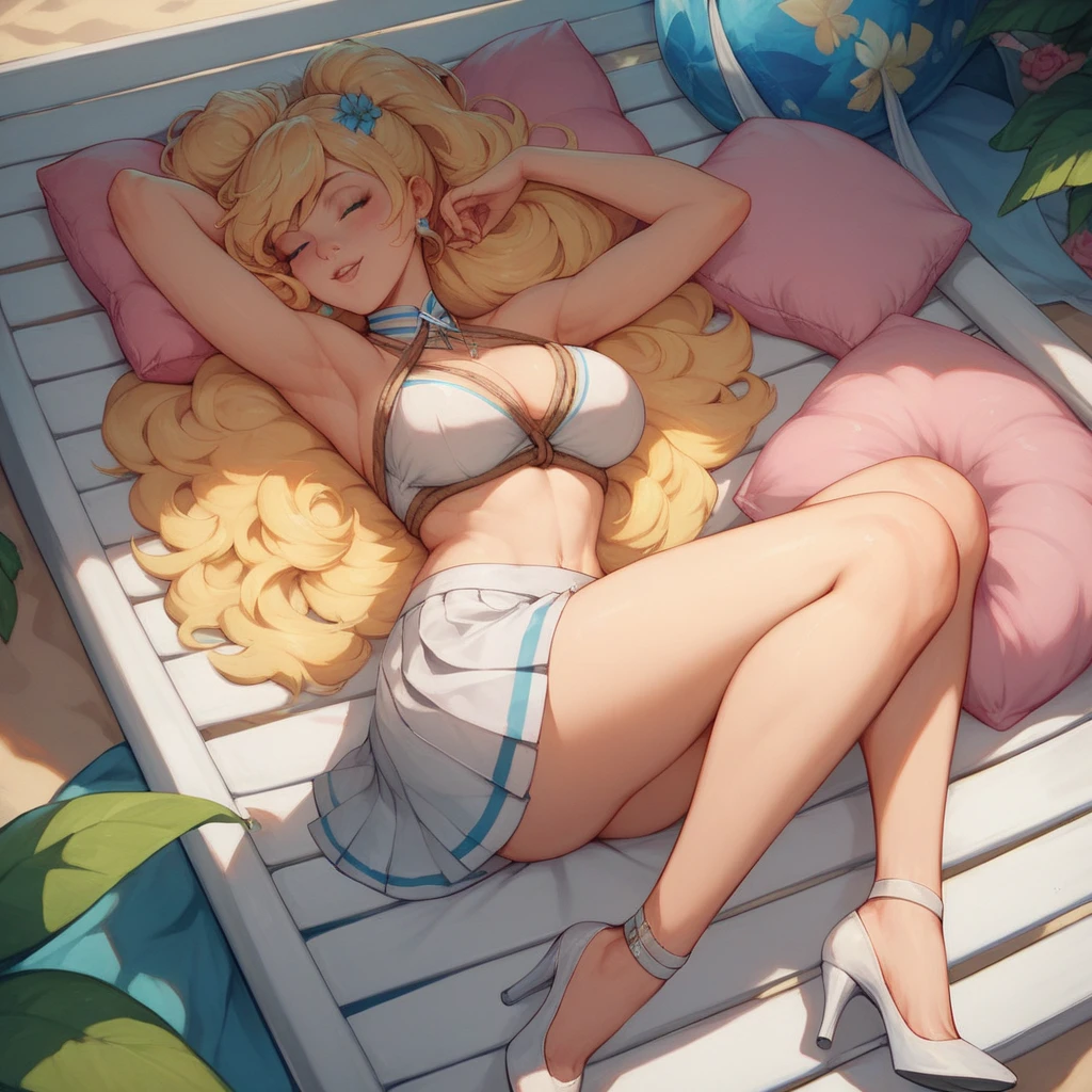 Face focus, tongue, mouth wide open, mouth focus, thick eyebrows, beautiful eyes, rabbit ears, striped buns, striped bra, evil smile, beautiful golden hair, refreshing sunlight, ((masterpiece)), ((best quality)), (super detailed), cute girl, one girl, solo, ((beautiful eyes)), anime girl, happy and cute face, beautiful detailed eyesclean and detailed face, five fingers, textile shading, perfect anatomy,