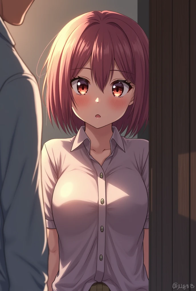 Anime girl getting her breast fondled by a boy