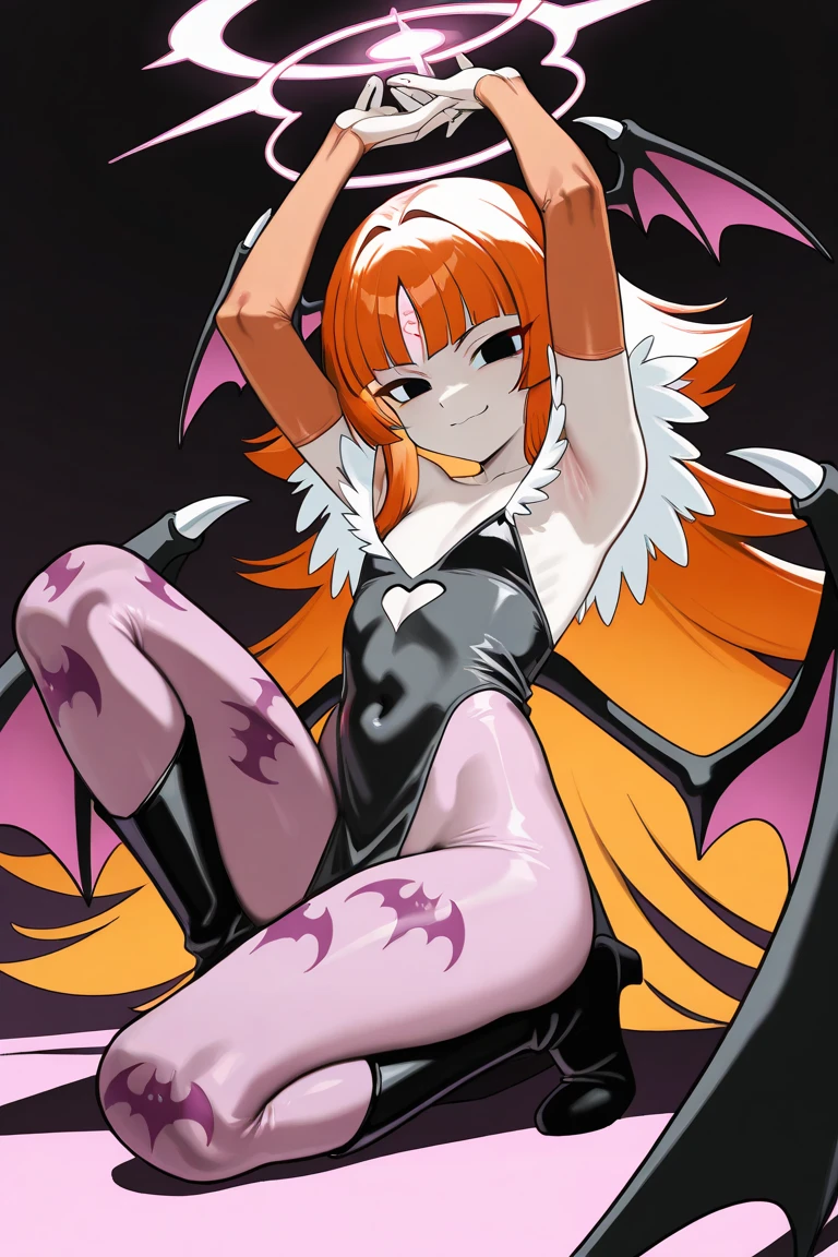 Hentai anime,hentai artist,masterpiece,best quality, anime art, backlight effect, dark night, facing viewer,strapless leotard, thighs, purple eyes , nishikino maki love live,pink see-through elbow gloves,pink see-through pantyhose, red hair, sitting on ground, wearing morrigan aensland custom