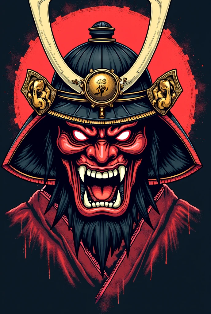 Asian samurai in the style of 0mib