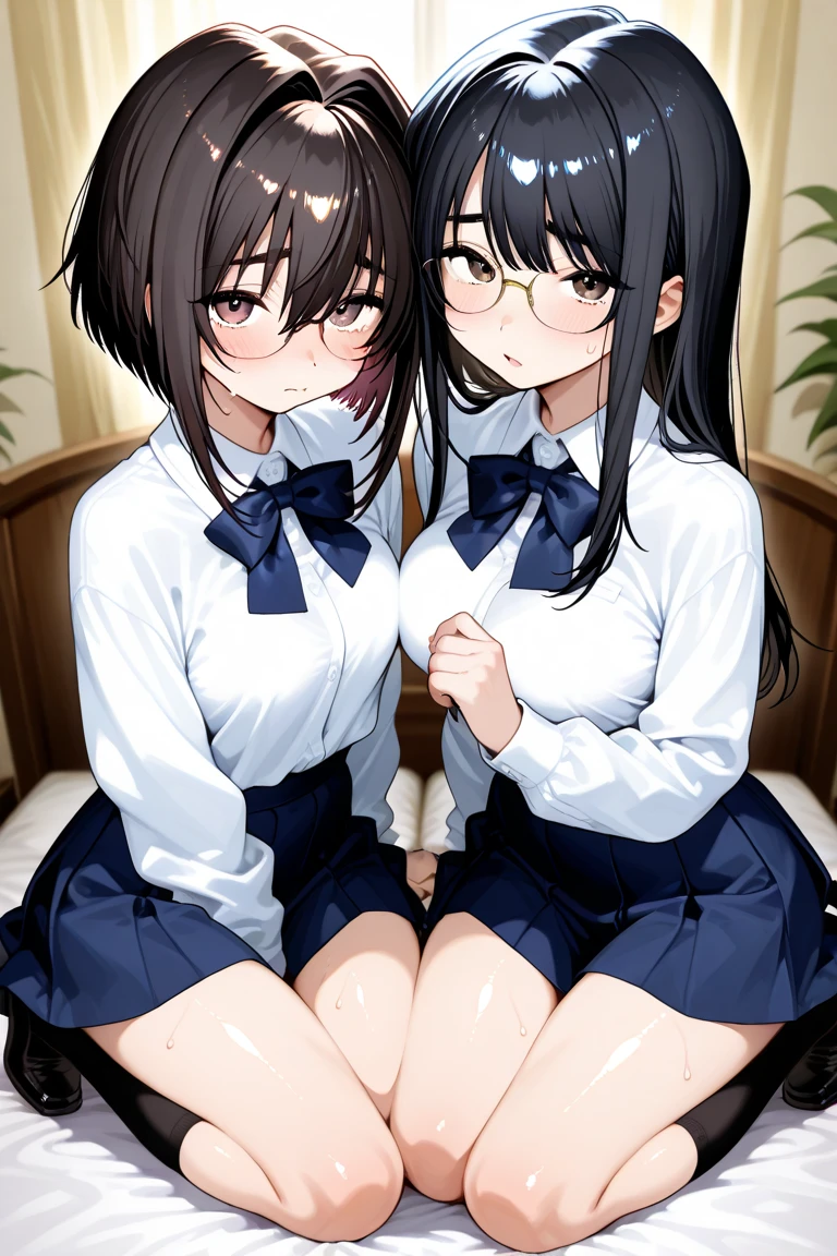 {{(((Ultra detailed, ultra high definition, 64k, masterpiece, highest quality, beautiful eyes in every detail, highly detailed eyes and face, sexual bullying, girl-on-girl sex, anal pussy, black hair, straight hair, Pigtails, bangs, semen, love juice, urination, sweating, lesbian rape, anal sex, close contact between girls, one girl inserting a super large vibrator into another girl's anus, rape eyes, ))))}}, Profile, two girls, anal juice, climax, love juice, urination, sweaty, (: 1.2), (small: 1.25), (baby face: 1.2), (short hand: 1.2), droopy eyes, NSFW, blazer, Classroom, small breasts, female, 7 yeedium length, clear red eyes, big eyes, crying face, wearing a ribbon, drooling), {{((side view))}},