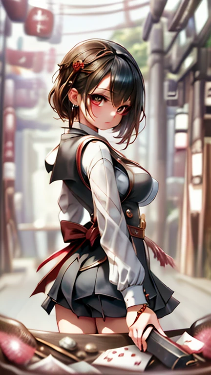 tmasterpiece，Need，Girls' high school students，Bigchest，Wide hips Black pantyhose，Behind the perspective，Cute face，The skirt is lifted up to the waist，Creeping，Turn Back，Be red in the face，with short black hair，Deep in the alley --auto