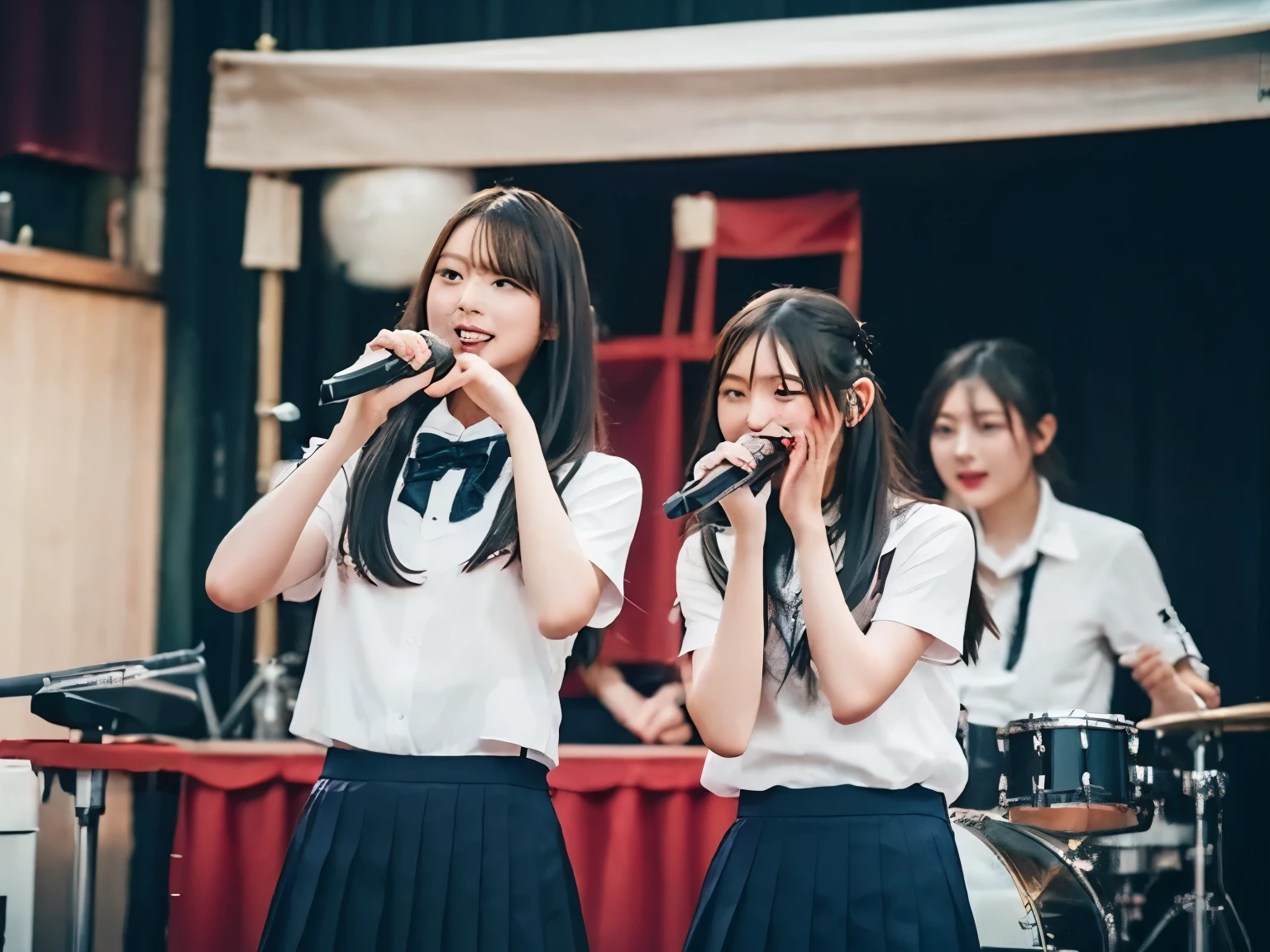 High school girl playing guitar