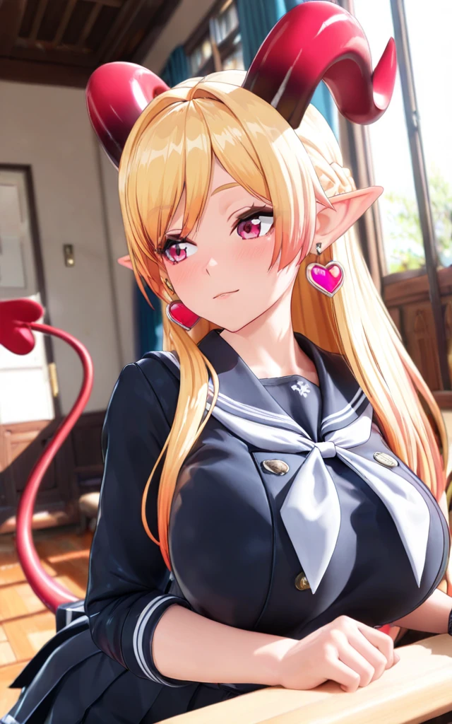 (masterpiece, best quality:1.2), 1girl, 1boy,Isabella,huge breasts,pointy ears,green eyes,blonde hair,mole,mole under eye, slim waist, cow print tank top, cow print shorts, cow horns, cow tail, cow bell, thick thighs, pendulum, coin, staring at pendulum, drooling, red eyes, blank face, (neutral expression), 😐, pendulum in front of face, submissive pose,