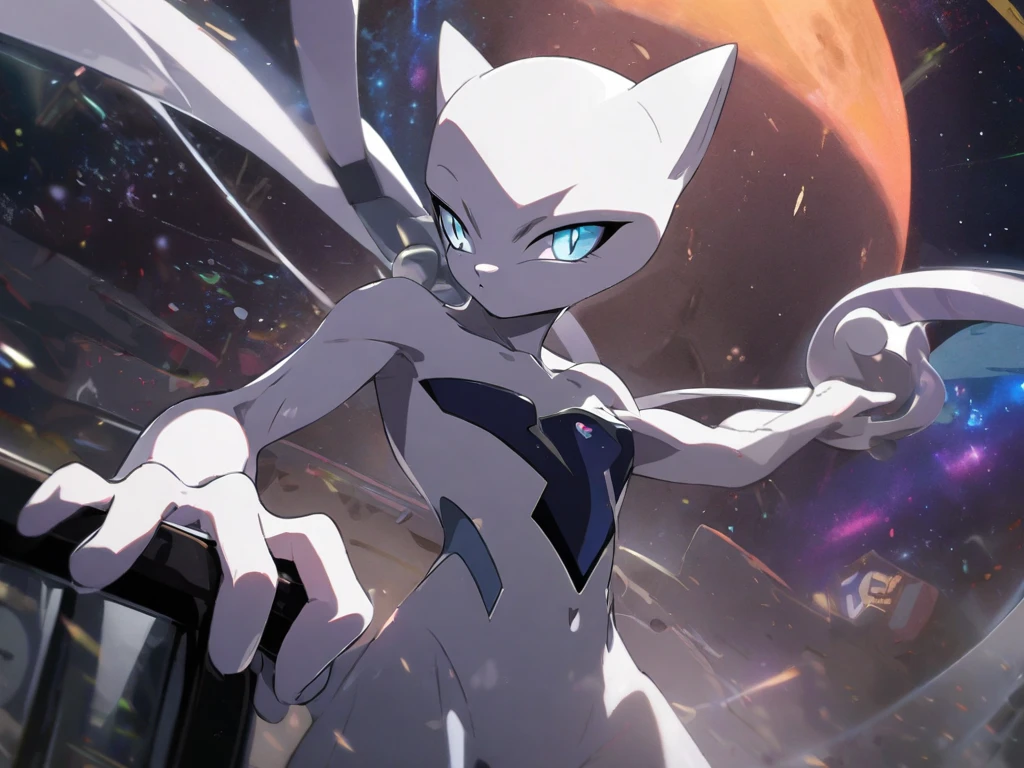pheromosa,best quality,beautiful,pokemon,{Look at viewers},(Clear eyes),
((Roundhouse kick:1.2)),(action),(Daytime desert),2 fingers,(Thin toes),(overlooking:1.3),(blue light particle),spin blur,