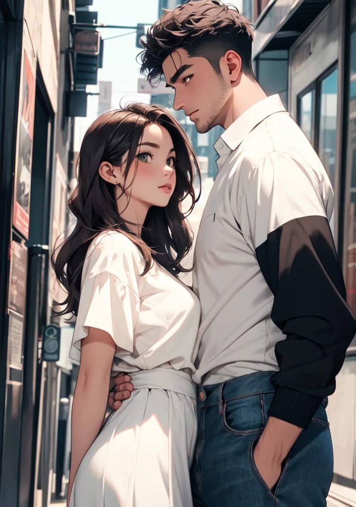 A couple in a auto rickshaw, beautiful detailed eyes, extremely detailed face, short clothes, curvy hips