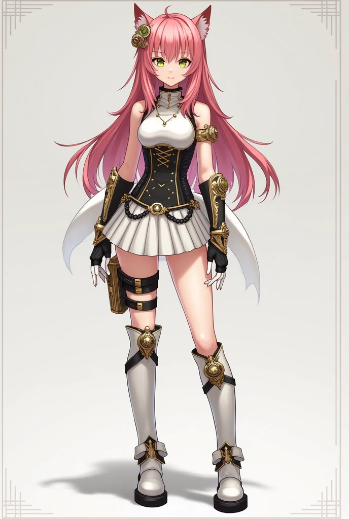 A pink-haired female boxer wearing hand guards and bandages around her chest and ankles.