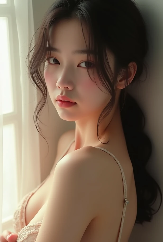 Hot skinny Korean white girl on all fours