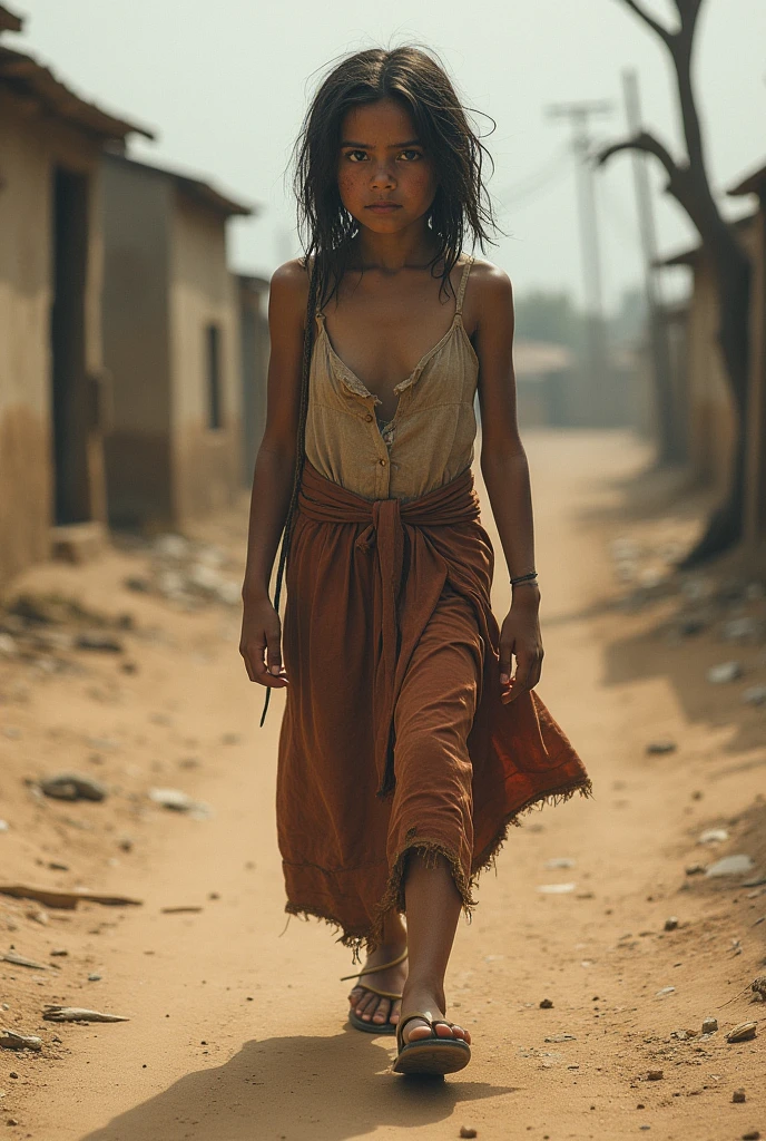Highest quality realistic photos, Skin Texture, Hair texture, Girl prostituted in a slum, Torn clothes, Beautiful Face