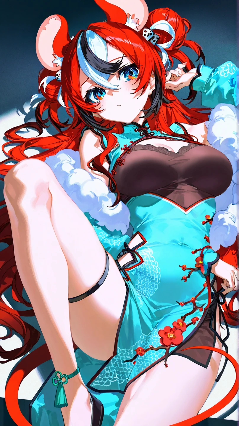 8K-quality、Photorealsitic、8K picture quality、hight resolution、Rias gremory、28 years old、big butt、Large breasts, skirt frills from、Half-taken clothes、Unbuttoned exposed breasts,