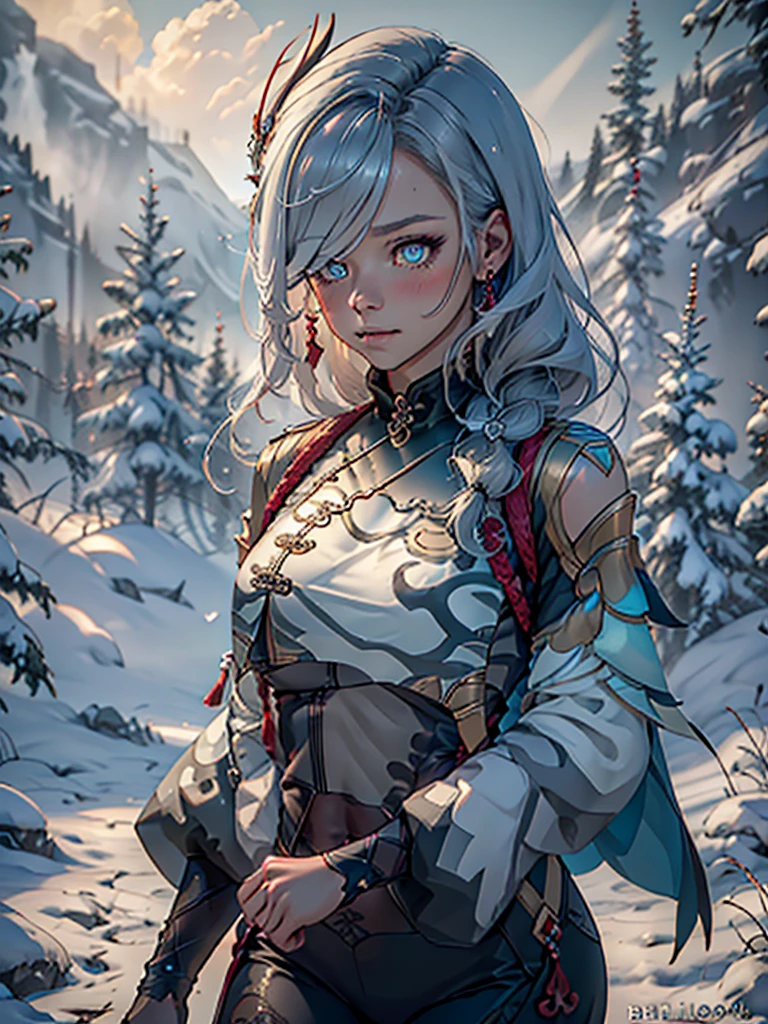 (masterpiece:1.1), (best quality:1.1), 1girl, Real light and shadow, anime face, 4k, 8k, wallpaper,epic, detail texture, Paya, elf ears, pointy ears, White hair, (blue eyes:1.5), ((((white hair:1.35, long hair)))),intricate eyes,beautiful detailed eyes, (symmetrical eyes,big eyes:1.5,(((lustrous skin:1.5,bright skin: 1.5,skin tanned,shiny skin,very shiny skin,shiny body,plastic glitter skin,exaggerated shiny skin,illuminated skin))),(detailed body,(detailed face)), cute, erotic,daring, (((medieval man armor, fur hat, adventurer man armor,winter coat))),(((intricate outfit,intricate clothes, embroidered outfit,ornate outfit,embroidered clothes,ornate clothing))), (dynamic pose:1.0),happy,smile,(centered,scale to fit dimensions,Rule of thirds), ((snowy pine forest at night)), with dark stormy clouds,winter,scenery:1.25,((snow forest background)),Christmas tree, highres,sharp focus,(ultra detailed,extremely detailed),(photorealistic artwork:1.37),(extremely detailed CG unity 8k wallpaper),(((vibrant colors,vibrant theme))),(intricate),(masterpiece),(best quality),
