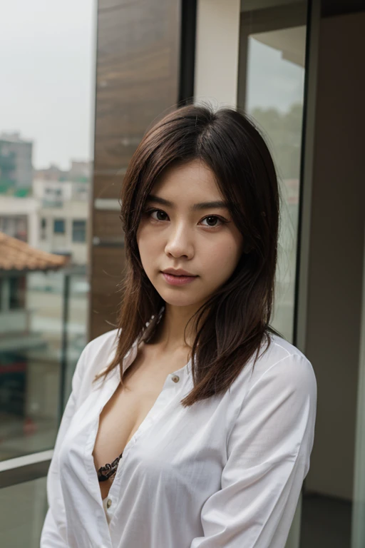 masterpiece, Highest quality, 8k, RAW Photos,
A beautiful Japanese woman, 17 years old, Cute Face, (Even length haircut:1.2), (One Length), Beautiful shiny black hair, Straight hair, Clear white skin, Pale skin, Realistic Skin, Calm expression, Japanese High , (Long pleated check skirt), ((Showing nipples under a white shirt)), Very good, In the classroom, ((The whole body to the toes)), She is barefoot, Beautiful long legs, Sitting on the stairs, Angle from below, Beautiful plump thighs, White panties are visible, Nipples visible through clothing,
The room is dimly lit, evening, evening, Magic Hour,