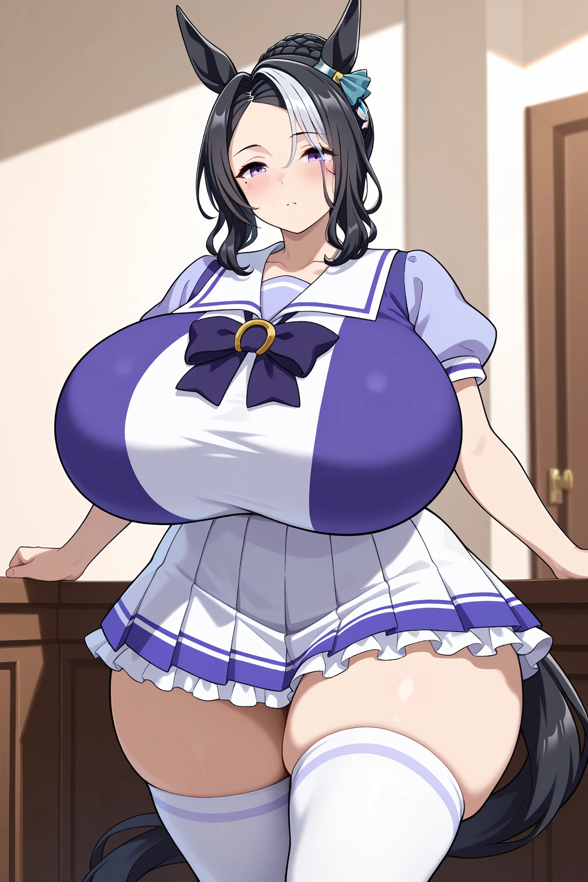 Score_9, score_8_up, score_7_up, score_6_up, score_5_up, score_4_up, source_anime, 1girl, cute student, young female, sagging gigantic huge breasts, wide hips, thick thighs, huge areolae, areola slip, dark areolae, sideview, detailed eyes, brown eyes, looking at viewer, crowded, white ballerina costume, ballerina, white thigh tights, ahegao, collarbone, head tilt, showing hairy stomach hair, showing armpit, hairy armpit hair, bukkake, sperm on armpit, cum shot, sperm, raper with big penis, Japanese, hentai, in lesson hall, having sex with boy, side view, side angle, spreading legs, hand behind the head, fecundation mark, raping atmosphere, inserting penis, acrobatic sex, rape, nipple cover