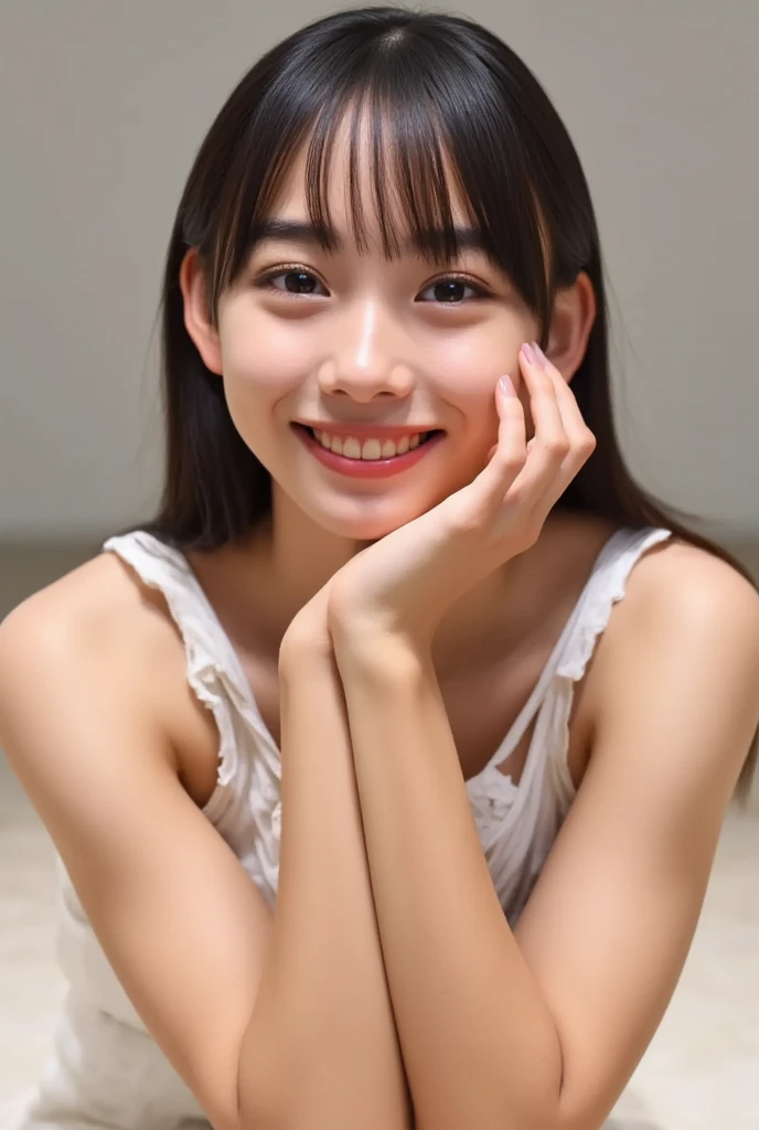 25 years old women、nudde、illuminating、a smile、and the whole body