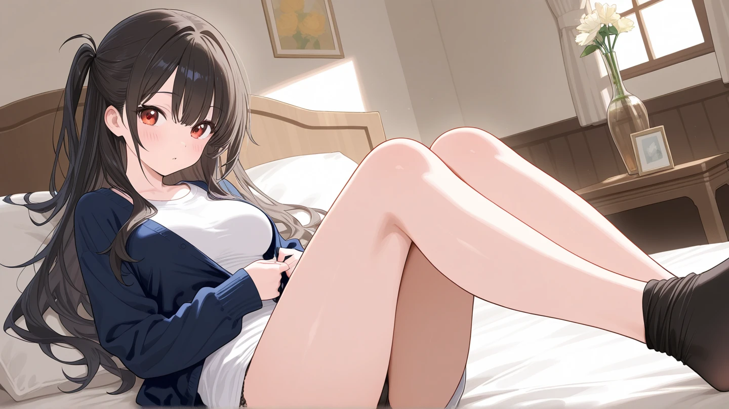 1girl in、AS-Adult、Underwear、Cute underwear、Striped、(Portrait from the knee up)、