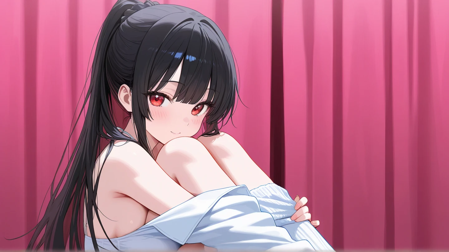 Detailed caricature, Young caucasian girl with straight black hair and dark red eyes, porcelain white skin, full bodyesbian, Big breasts paired with white suspender nightgown, Lie down in bed,high qulity, A high resolution, 8K, hdd, (Well-designed body), amazing body, (超詳細), pretty eyes, ultra - detailed, hyper realisitc, barechested, NSFW, 's, Big breasts that expose the , girl, , Naughty girl,