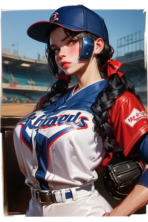 Teddi Mansueto, full body potrait of a photorealistic beautiful woman, (spectating a baseball game:1.5), hands in pockets:1.25, staring at camera in front, intense coloration fantasy, light hair, a stunning realistic photograph 20 years , random colored hair, (St Louis Cardinals fan fashion:1.3), random color eyes, Full Body, cover, hyperdetailed painting, luminism, Octane Render, Bar lighting,  complex, 8k resolution concept art portrait by Martina Fačková and Prywinko Art, artgerm, WLOP, alphonse mucha, Tony Taka, fractal isometrics details bioluminescence,  hypereallistic cover photo awesome full color, hand drawn, bright, gritty, realistic, davinci, erte .12k, intricated. hit definition , cinematic,Rough sketch, mix of bold dark lines and loose lines, bold lines, on paper , real life human