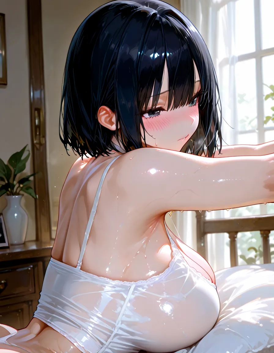Highest quality、Ultra-high quality、woman、high school student、short hair、Completely naked、Large Breasts、woman器、smile、Water gets all over your body、My face is wet with white fluid、Dripping saliva、woman器から白い液が流れる、Nipples get erect、White fluid coming out of nipples、On the floorで四つん這いになる、Bathroom、On the floor