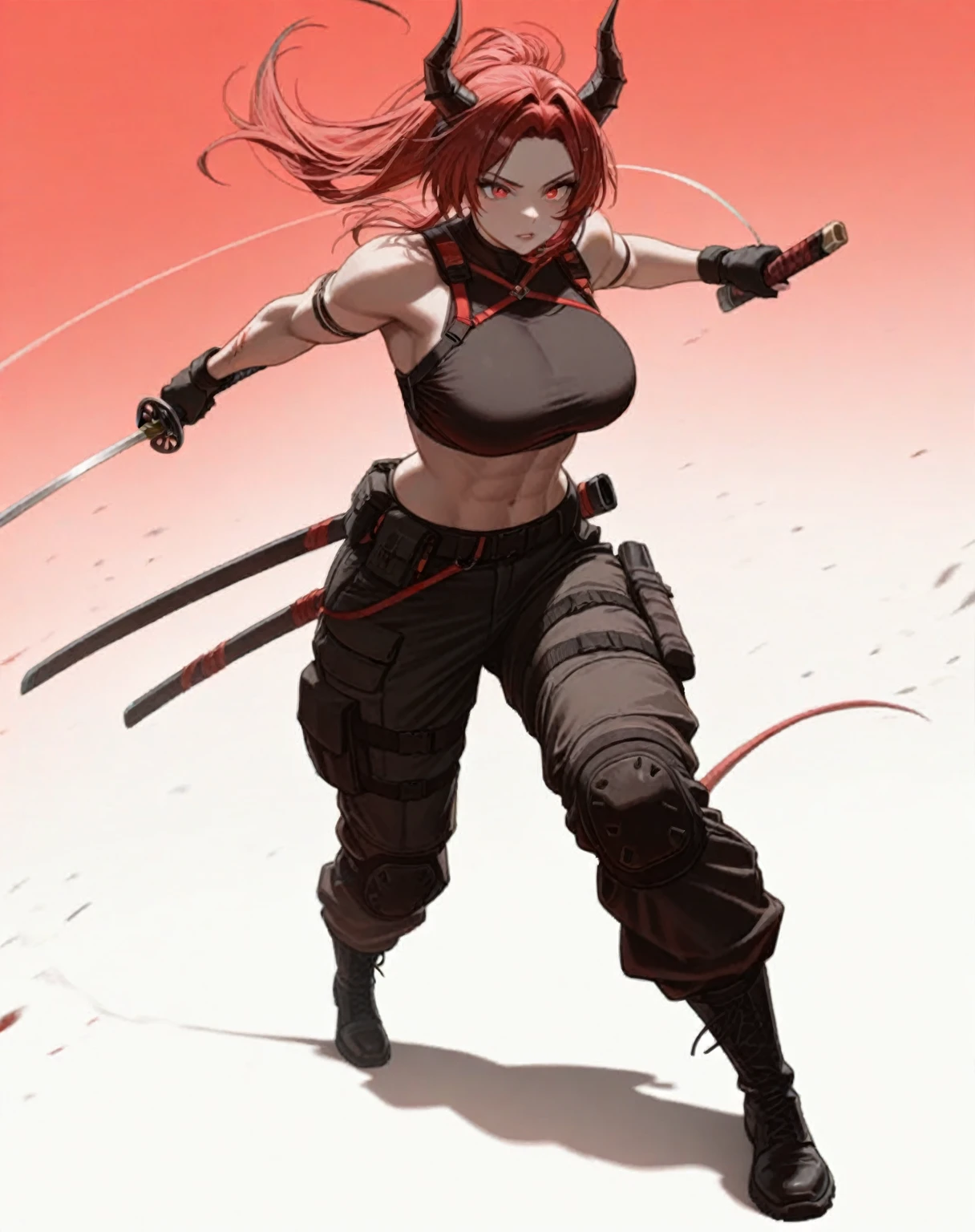 Female Martial Artist、Beautuful Women、fighting game character, Stunning character art, muscular character, guilty gear art direction, guilty gear art style, guilty gear strive splash art, muscular! Cyberpunk,