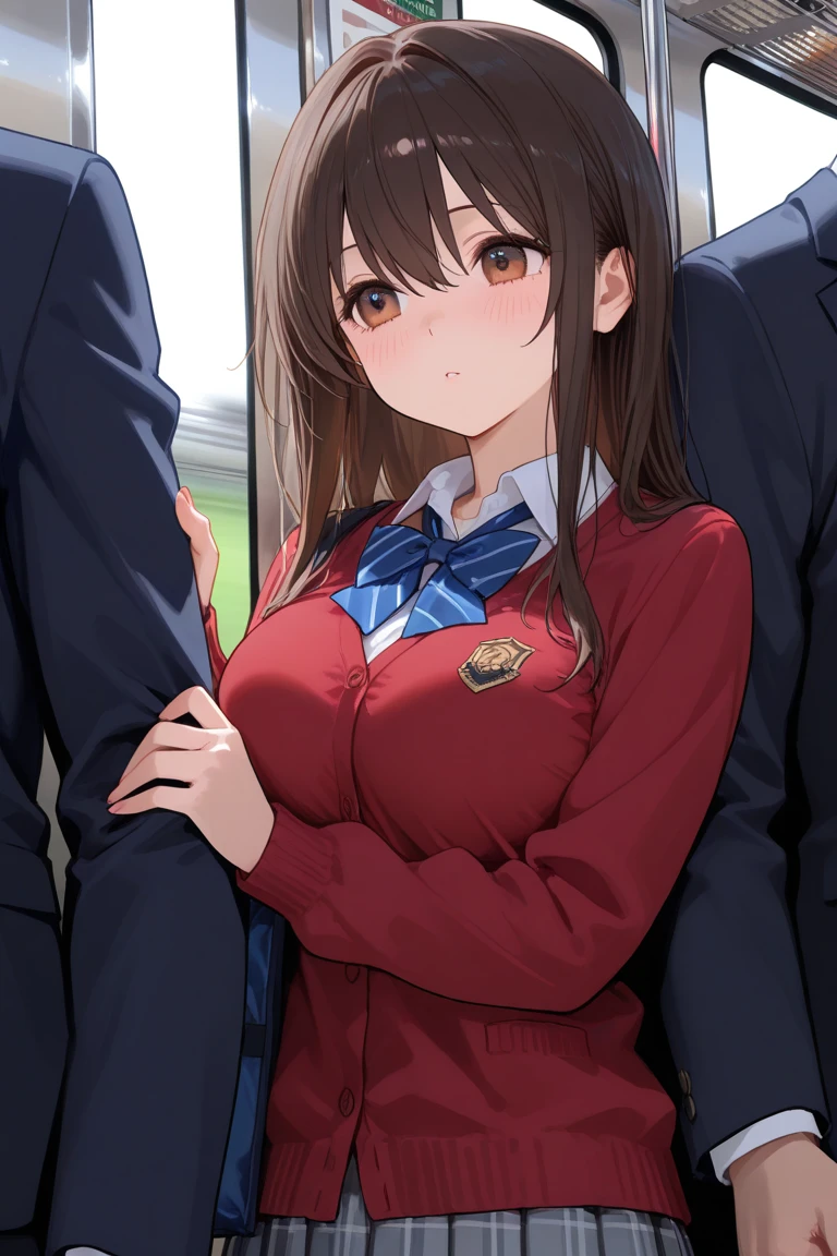 {{{masterpiece}}}, {{{best quality}}}, {{ultra-detailed}}, {illustration}, {{an extremely delicate and beautiful}}, 8k, nsfw, BREAK, toyama kasumi(BanG Dream!), cute face, brown hair, cone hair bun, star hair ornament, medium breasts, , Hanasakigawa Girls' Academy High School Uniform(Winter clothes), neck ribbon, red ribbon, brown dress, white sailor collar, brown shirt, double-breasted, long sleeves, brown skirt, black socks, loafers, brown footwear, BREAK, NSFW, A man and a woman are having intense sex that drives them crazy, ((1man and 1woman,having sex)), (SEX:1.5), (reverse suspended congress:1.3), Rear cowgirl position, straddle the waist, {{{vaginal penis}}}, hetero, sex with men, nipples, large penis, veiny penis, testicles, from behind, open vagina, clitoris, grab thighs, crotch grab, nail, spread legs, {{open vagina, spread pussy, pussy, clitoris glans, urethra, vaginal opening, labia minora, uterus, smooth pussy}}, taking off clothes, open clothes, Open shirt, open jacket, breasts, nipples, lift up skirt, blush,open mouth, embarrassed, naughty expression, raise your legs, M-shaped spread your legs, uncensored, Handsome young man, hug behind, male body, face-to-face,{{soul kiss}}, orgasm, POVHipGrabCowgirl