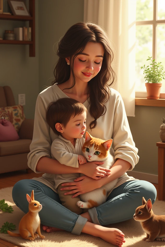 Poor orange cat and baby cat hungry