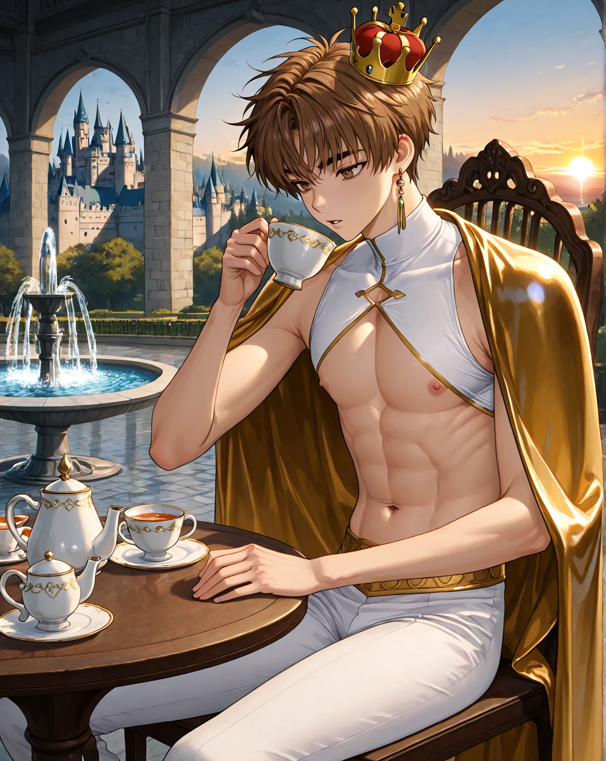 Asian boy , in a glittery thong , delicious back crack, on round chair ,