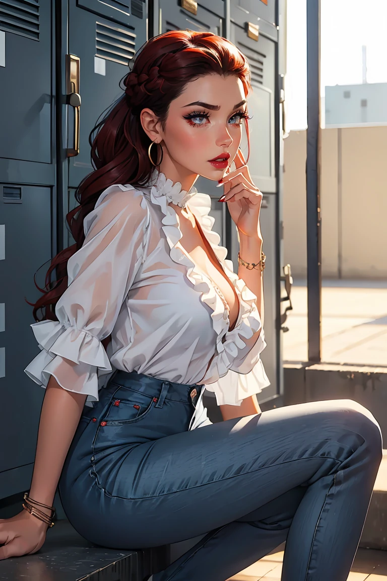(best quality, masterpiece:1.2), Perfect body, Wide hips, Large Breasts, (Cleavage)Printed shirt, jacket, Pants, Big cities, Random combinations, Energetic, 8K, Ultra HD, Human Development Report, Photobioreactor