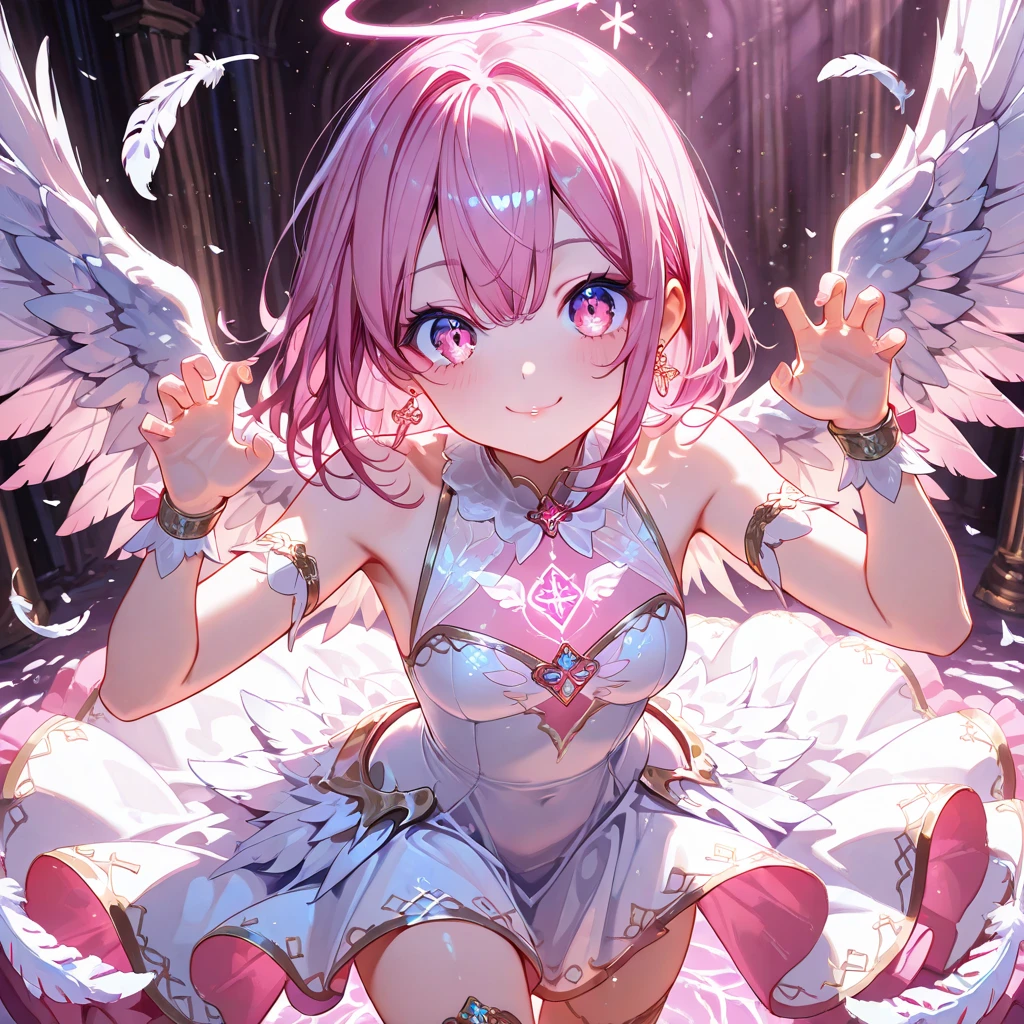 (Masterpiece, Best Quality, Highres:1.4), Detailed, Intricate Details, 4K,
1Girl, Solo, Mature, Standing, (astolfo \(fate\):1.1), (Facing Viewer:1.2), Upper Body,
Pink Hair, Medium Hair, Streaked Hair, Hair Ornament, 
Purple Eyes,
Cleavage Cutout, Cleavage, Black Skirt, Striped Thighhighs, 
(Large Breasts:1.2),
(White Background, Simple Background:1.4),