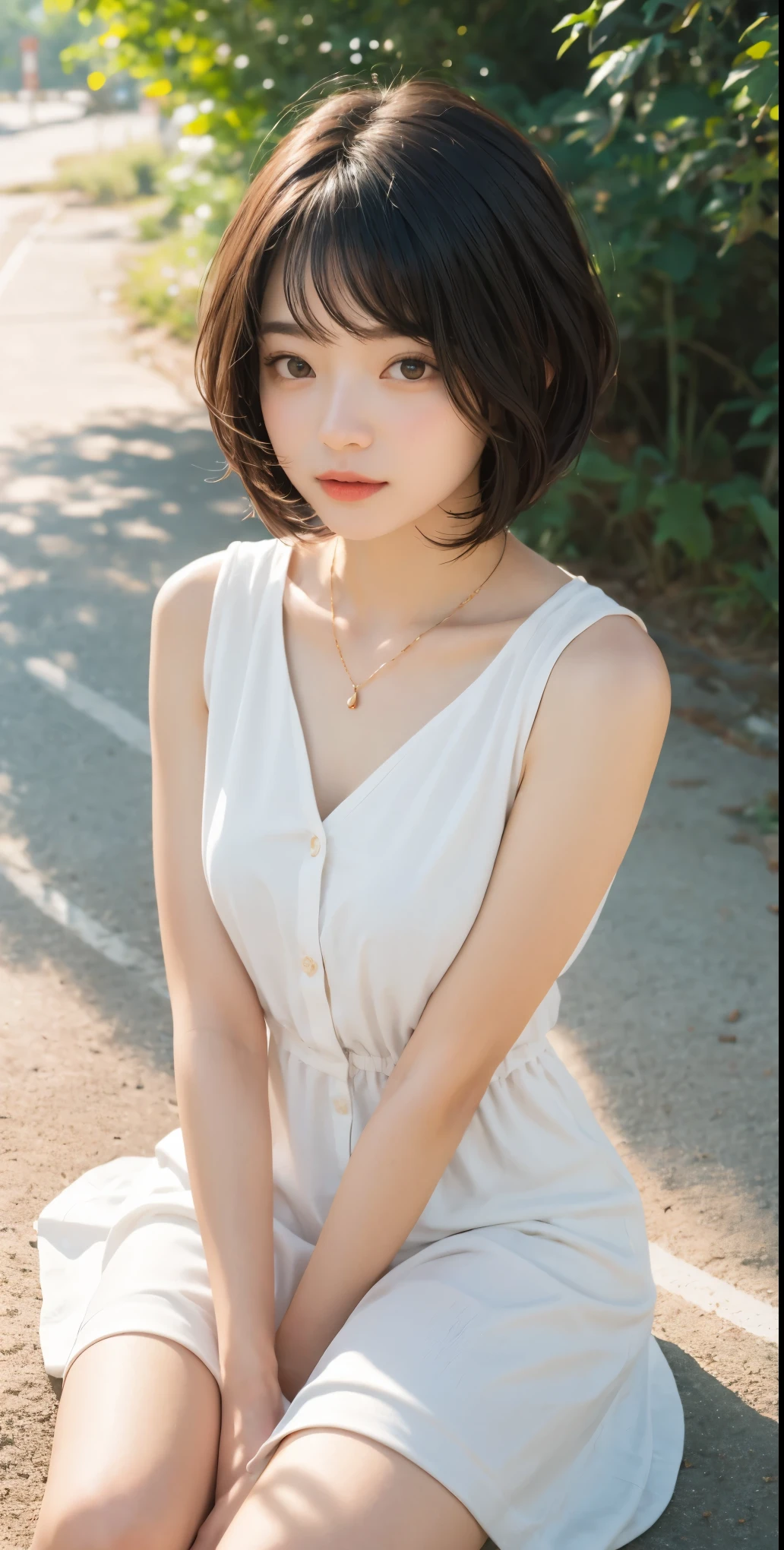 bondage, corset, (highest quality, 8k, masterpiece: 1.3)), concentrated: 1.2, perfect body beauty: 1.4, buttocks: 1.2, ((layered haircut, chest: 1.2)), (wet clothes: 1.1), (rain, street: 1.3), bandeau dress: 1.1, Highly detailed face and skin texture, delicate eyes, double eyelid, whitened skin, long hair, blonde, kneel down, big, 大きなchest, shower
