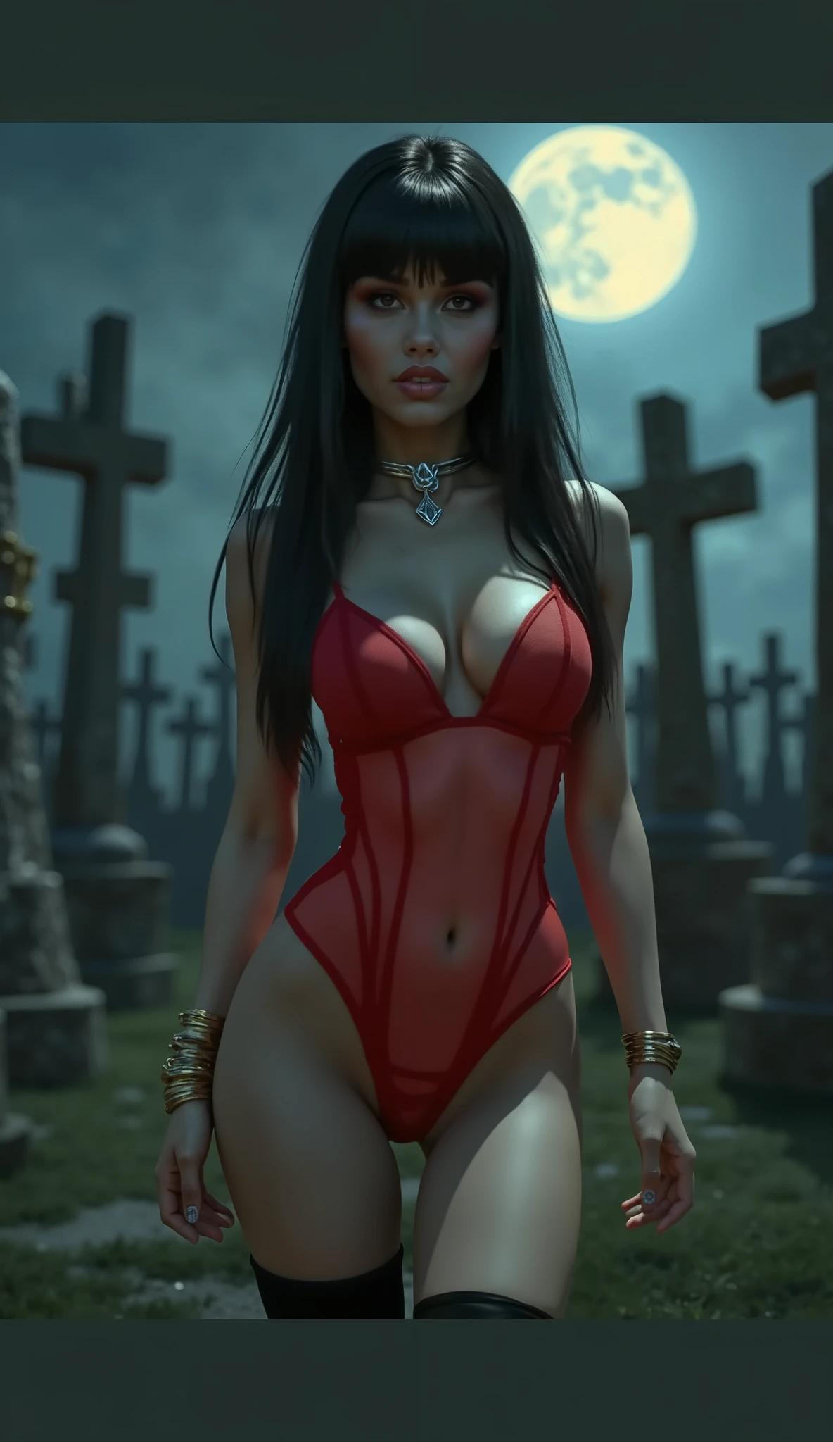 Desnuda, ((Masterpiece)), (high resolution:1.4), (sitting on a grave:1.5), morrigan aensland, looking at viewer, beautifull smile, graveyard at night background, dark casttle outside, beautiful face, highly detailed skin, skin pores,(highly detailed face:1.1), (highly detailed eyes:1.1), realistic pupils, full face blush, full lips, (perfect anatomy:1.1), (perfect proportions:1.1), (photography:1.1), (photorealistic:1.1), volumetric lighting, dynamic lighting, real shadows, (highres:1.1), sharp focus, rembrandt lighting, (realistic, hyperrealistic:1.4), intricate, high detail, dramatic, subsurface scattering, big depth of field, vivid, polished, sharpened, ((full Sharp)), (extremely absurdres),16k hdr,