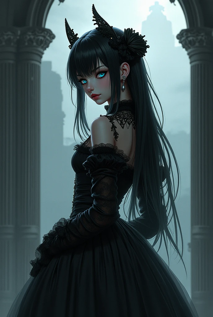 1girl, long black hair, gothic dress, vampire girl, full body standing pose, detailed face, beautiful detailed eyes, beautiful detailed lips, extremely detailed eyes and face, long eyelashes, dramatic lighting, chiaroscuro, dark fantasy, cinematic, moody, dramatic, dark colors, dark and moody, dark and gothic, dramatic shadows, dramatic pose, dramatic lighting, dramatic atmosphere, photorealistic, 8k, high resolution, best quality, masterpiece, ultra-detailed, realistic, photo-realistic