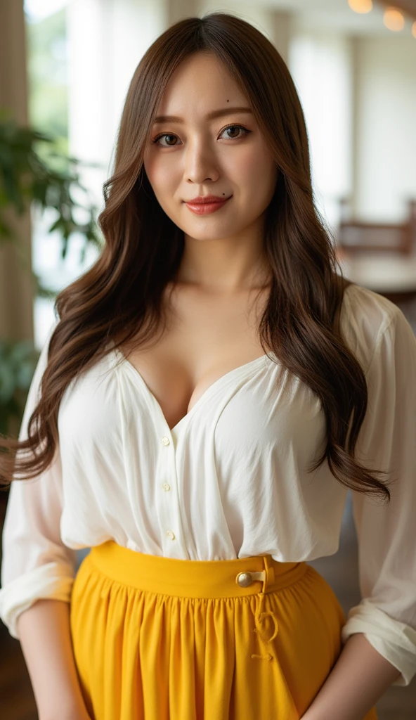 1 Indonesian-Dutch girl, 18 years old, long fashion hair, fit body, cleavage, skintight black lace kebaya, batik skirt, highly detailed, ultra hd, 8k, detailed face, bright eyes, perfect eyes, detailed lips, sexy lips, perfect hands, dynamic angle, cowboy shot, (hyperrealistic), (illustration), (high resolution), (8K), (extremely detailed), (best illustration), (beautiful detailed eyes), (best quality), (ultra-detailed), (masterpiece), (photorealistic), (natural light), (detailed face), (high detailed realistic skin texture), (anatomically correct), (solo), (high detailed realistic hair), (caramel hair), (heterochromic eyes), (detailed eyes), (brown eyes), (realistic huge breasts), (slender abs), (very slim waist), (dynamic pose), (closed tiny mouth), (horny expression), (dimple), (a girl playing in the garden), (see-through clothes:1.21), (transparent clothes:1.2), (open shoulders), (exposed nipple breasts:1.19)