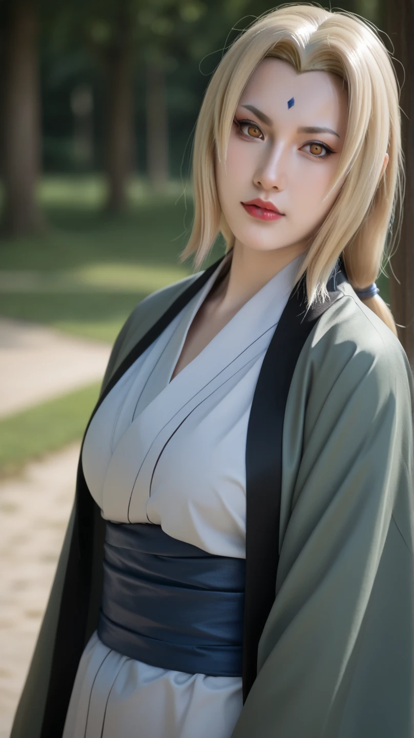Real life adaption of this character ,The Japanese beauty face , realistic same hair , (realistic same outfit), realistic background , realistic light, realistic shadow, realism, hyper realistic,(photorealistic:1.2), normal small eyes,big breast