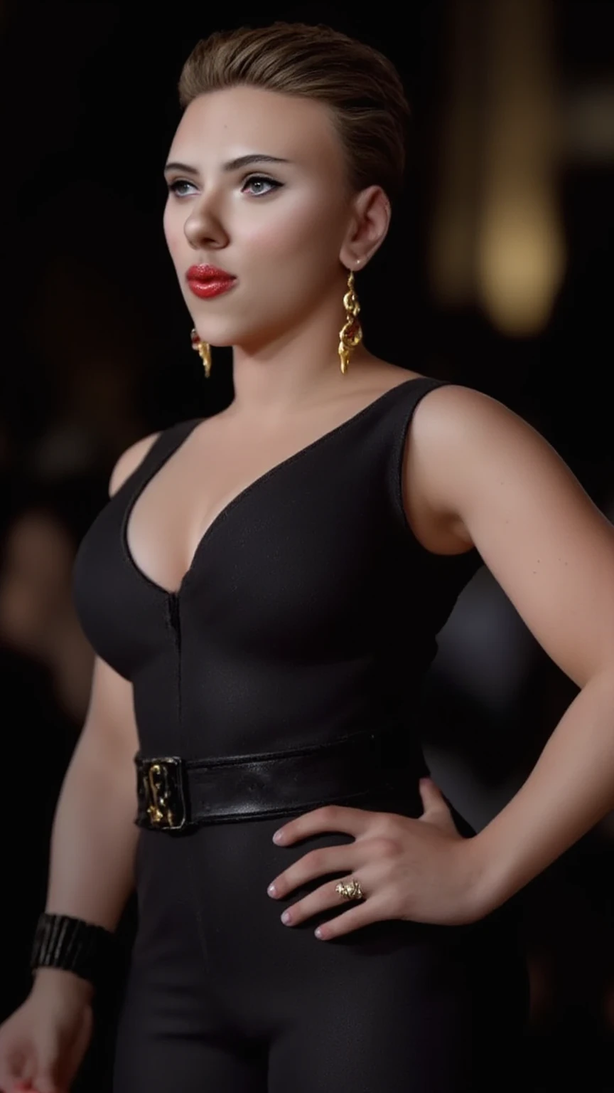 Angelina Jolie, looks at the camera, solo, in role models, seductive, super detailed skin, (smoky eyes), red plump lips, big breasts, (full face), (full length), (face and body looking towards the camera), Beautiful,