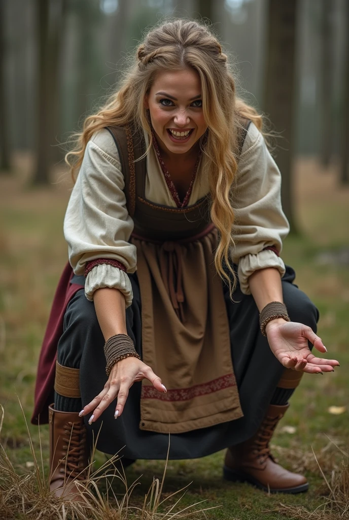 Photo of the medieval slender butcher with long white hair, wearing a white apron, black gloves, and a belt, standing behind a cutting board, smiling while holding a piece of meat, showcasing freckles and surrounded by food.
(medieval:1.5), (holding knife:1.3), big breasts, (blood:1.4), 1girl.
<lora:RPGButcher:0.9>