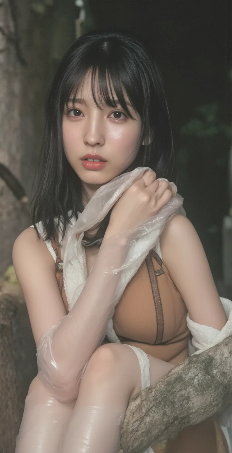 (best quality:1.2), masterpiece, Realistic, Ultra-high resolution, ((a beautiful Japanese idol 12 years old woman:1.2)), (Gaunt:1.3), (((Very flat chest:1.4))), ((Baby Face)), (upper body), ((Raise your arms to show your armpits:1.4)), (sweaty armpit:1.3), ((Armpits are wet and shiny with sweat)), (((sweaty armpits))), Armpit depression, ((((Dimpled Armpits)))), ((((Deeply wrinkled armpits)))), She has skin that sweats easily Soaking wet, Sweaty, topless, I can see my pores, in Japanese hot springs, Outdoor hot spring, Stone hot spring, Moss and trees Surrounded by, Wearing split (Lace Headband:1.2), (realism:1.5)