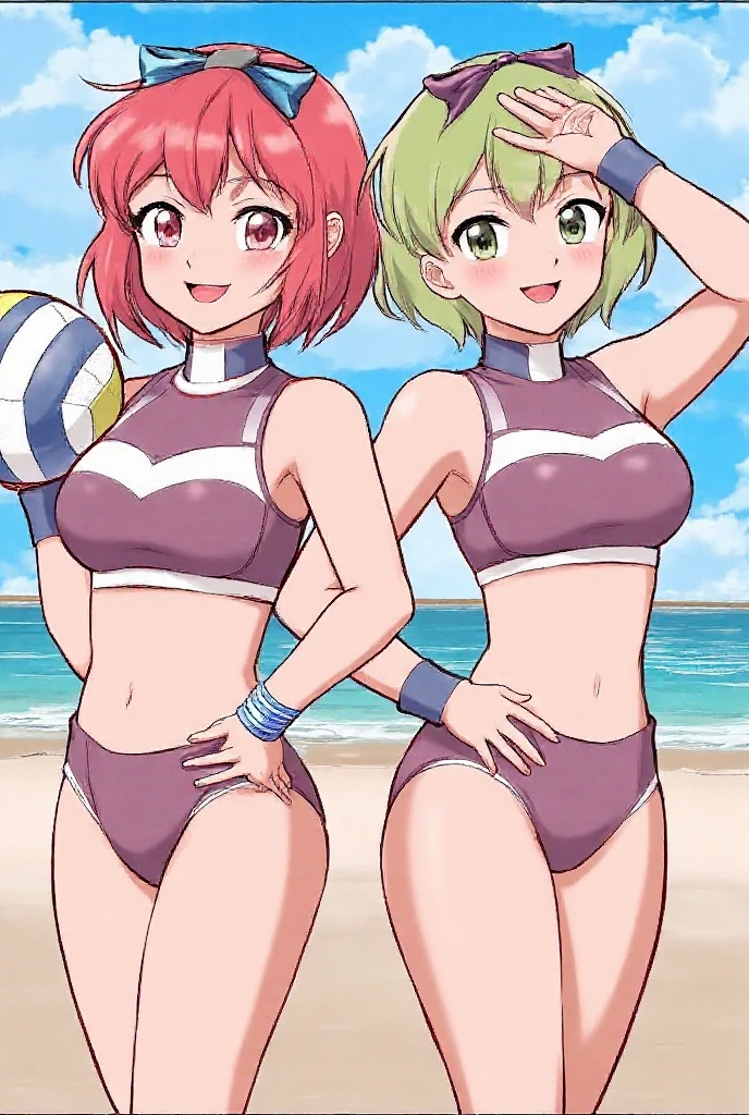 haruno sakura, side tie bikini, medium breast, slim legs, sunny day, Beach, leaning