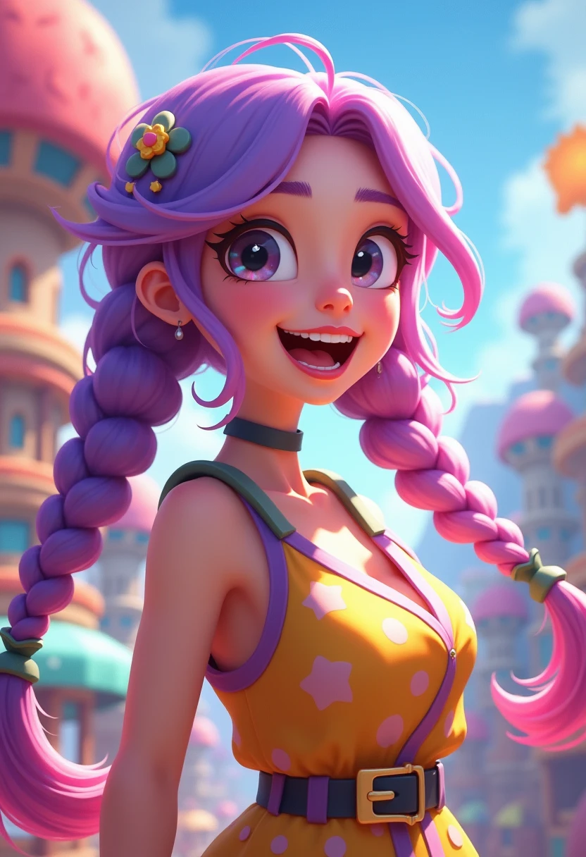 beautiful woman wearing a aqua green (tutu skirt), <lora:tutu_skirt-SD-1.0:0.8>,
coy smile, looking at viewer,
(purple hair Braided Ponytail),
one-shoulder top,
small breasts,
from side,
(moonlit lake),
arching,