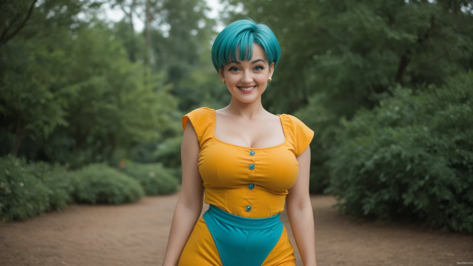 A beautful women with a thik bush unibrow and a large bulbous nose. Wearing a burnth orange undershoulder sweater dress and baby blue leggings.