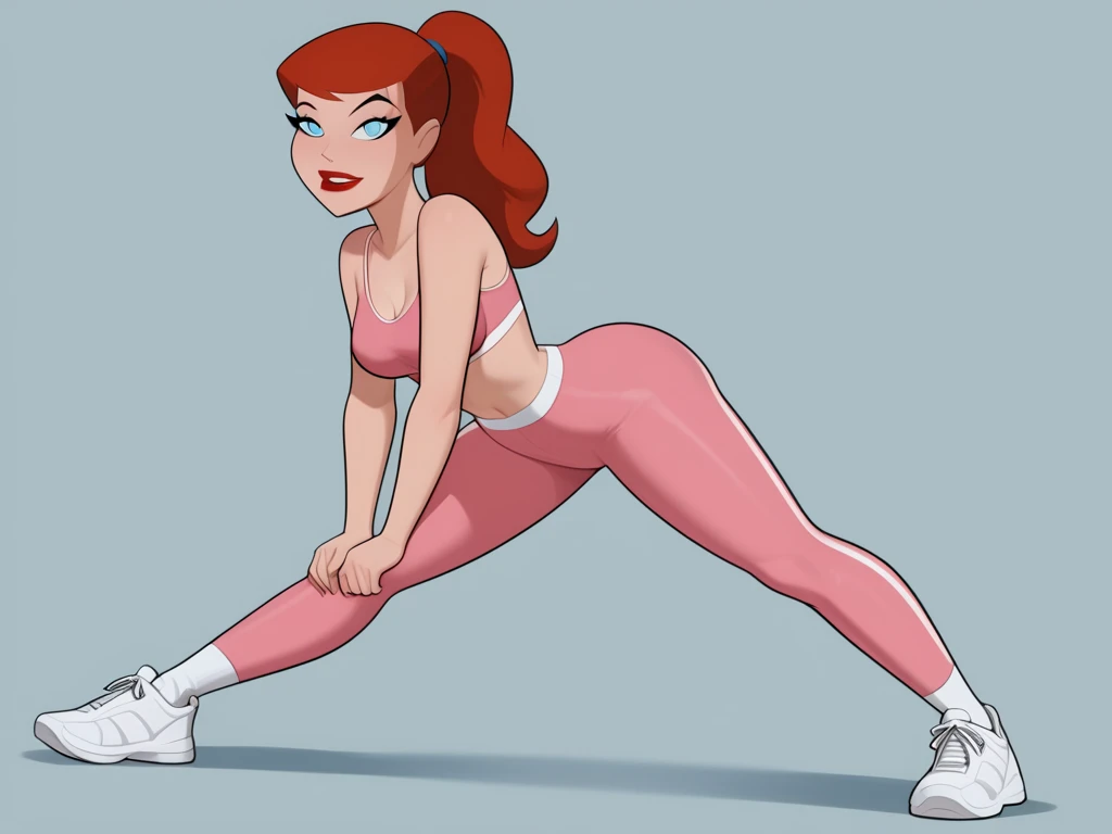 girl in a salmon pink sportswear, ((high impact support sports bra )), crew socks on leggings and sneakers, 1girl, brown hair, long hair, white crew socks on leggings, salmon pink sports bra , salmon pink leggings, tight leggings, white sneakers, white long crew socks on leggings,
.
Stretching in park ,, doing yoga , sexy hot athlete girl, (( ponytail , curlyhair)) ,
.
(masterpiece, high quality), white shiny skin, ,sexy breasts, blue eyes, eyelashes,makeup
.
Medium juicy breasts,perfect hips, firm legs, juicy thighs,
.
full body.
BarbaraG, 1girl,blue eyes, long hair, lipstick, BarbaraG, , 1girl, looking at viewer, long hair, red hair, blue eyes, curly hair, red hair, , hot body, medium breasts,,BarbaraG long hair, ,barbara gordon, long hair, red hair, blue eyes, most beautiful girl ، high detailed, Ultra-detailed, ultra 4k,LoisLane_DCAU, , long hair, lipstick
