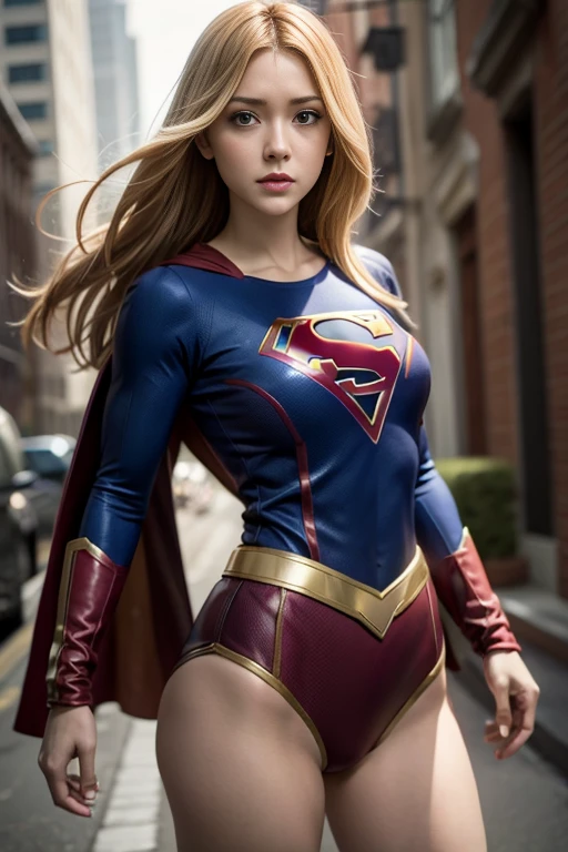 (Supergirl spreads her legs in a sexual pose)、(White panty:1.2)、a miniskirt、(a blond:1.3)、(American Beauty:1.5)、(A detailed face:1.2)、(Red boots)、(On the rooftop of a skyscraper in New York)、(Night)、(At SFW:1.2)