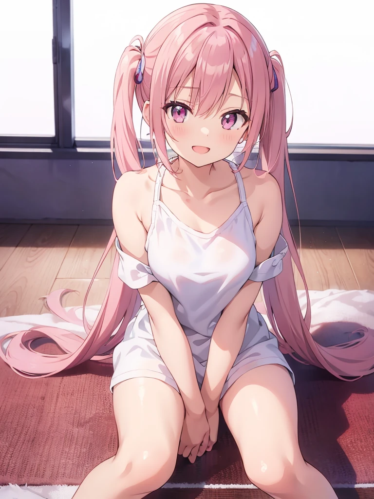 (masterpiece, highest quality:1.2), 1 girl, alone,Are standing_Split, 
, Long Hair，black无袖短背心，Pink Skirt，black