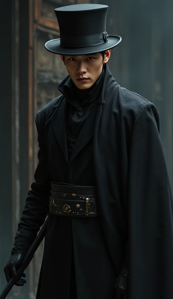 1 Asian Super Handsome Men,((Surreal details)), Men in black coats with hoods,portlate, globalillumination, Shadow, octan render, 8K, ultrasharp,metal,convolution