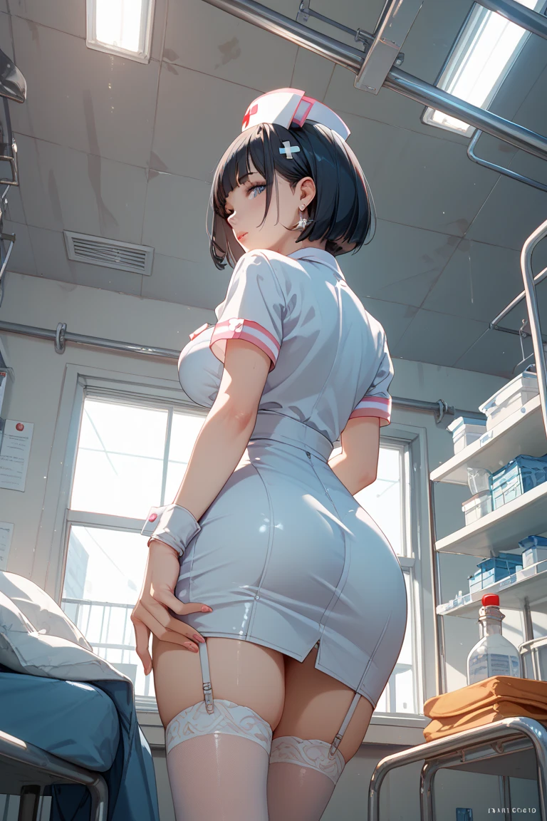 pieces fly、masterpiece、highest quality、Super detailed、High resolution、High resolution、8K portrait、Unity 8k壁紙のHigh resolutionCG、unity 8k wallpaper、cute type little:1.5、:1.5、Highly detailed CG unity 8k wallpaper、realistic、real person、cute type little、 portrait photography、shiny skin、High resolution、(16 years old:1.2)、(1 girl)、beautiful clear eyes、very detailed explanation、delicate face、nice lips、slender body、Same with big breasts thin waist、thin legs、(Hospital corridor:1.6)、1 girl, cute type, perfect face, seriously, (blush:1.5),Same with big breasts,((white nurse uniform:1.2)), ((asshole big anus:1.3)), Detailed description vagina,Show butt hole、distress, blush:1.5, think back:1.5, (open anus:1.6),((retrospective perspective:1.5))