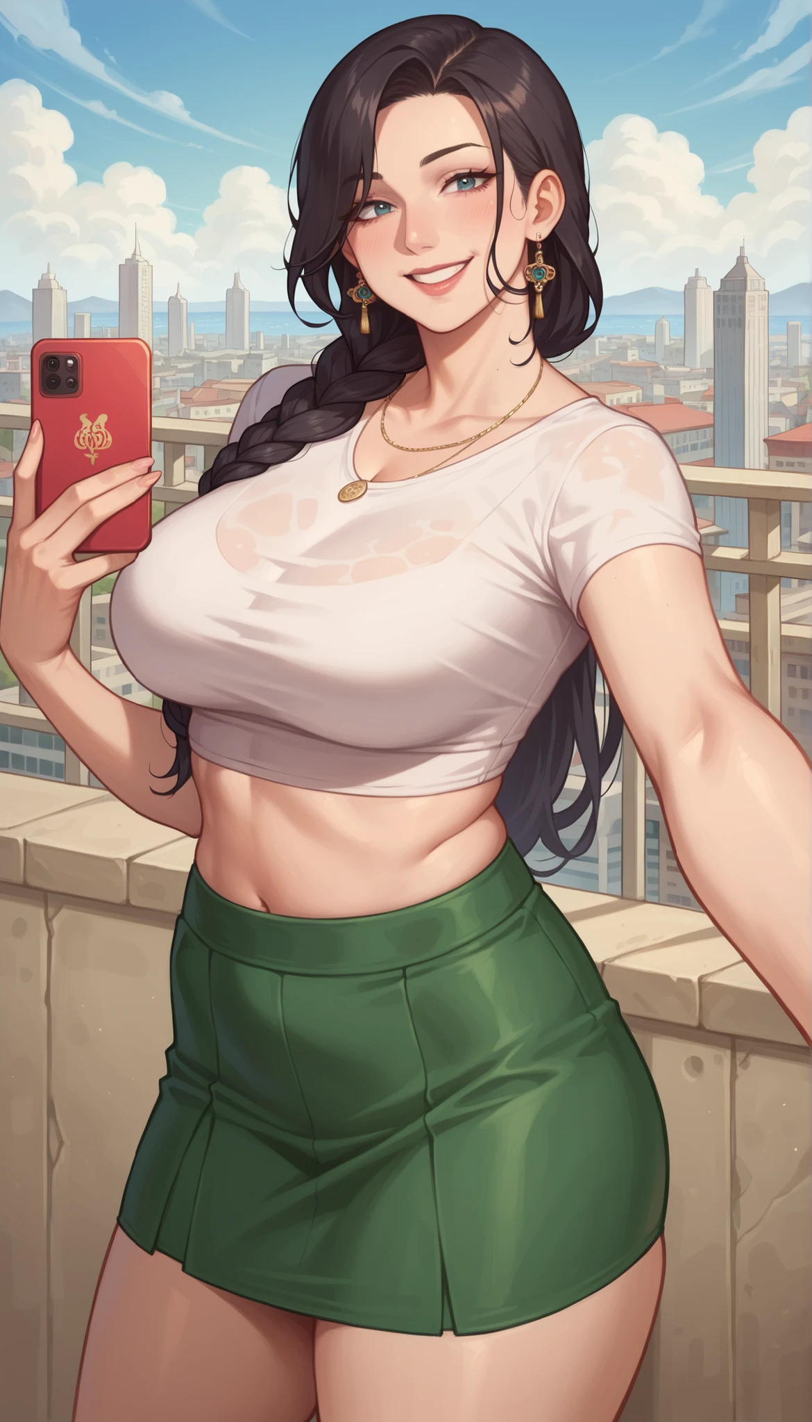 tifa lockhart, selfie, mirror, yellow sundress, <lora:artnip-05:1> , score_9, score_8_up, score_7_up, score_6_up