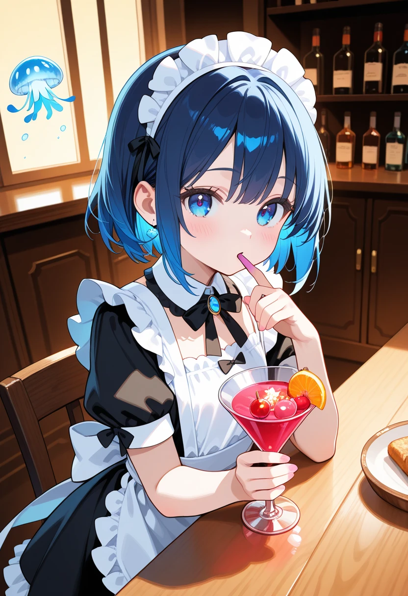 young girl, blue hair, clown girl, painted face with white, clown picture, 18 years old, small breasts, small biotype, bob hair, tattoed arms, black tattos, piercings in face, , black dress, black letter dress, short dress, punk dress, wearing fishnet stockings, black boots, smiling, looking at viewer, holding beer cup, 4k, masterpiece
