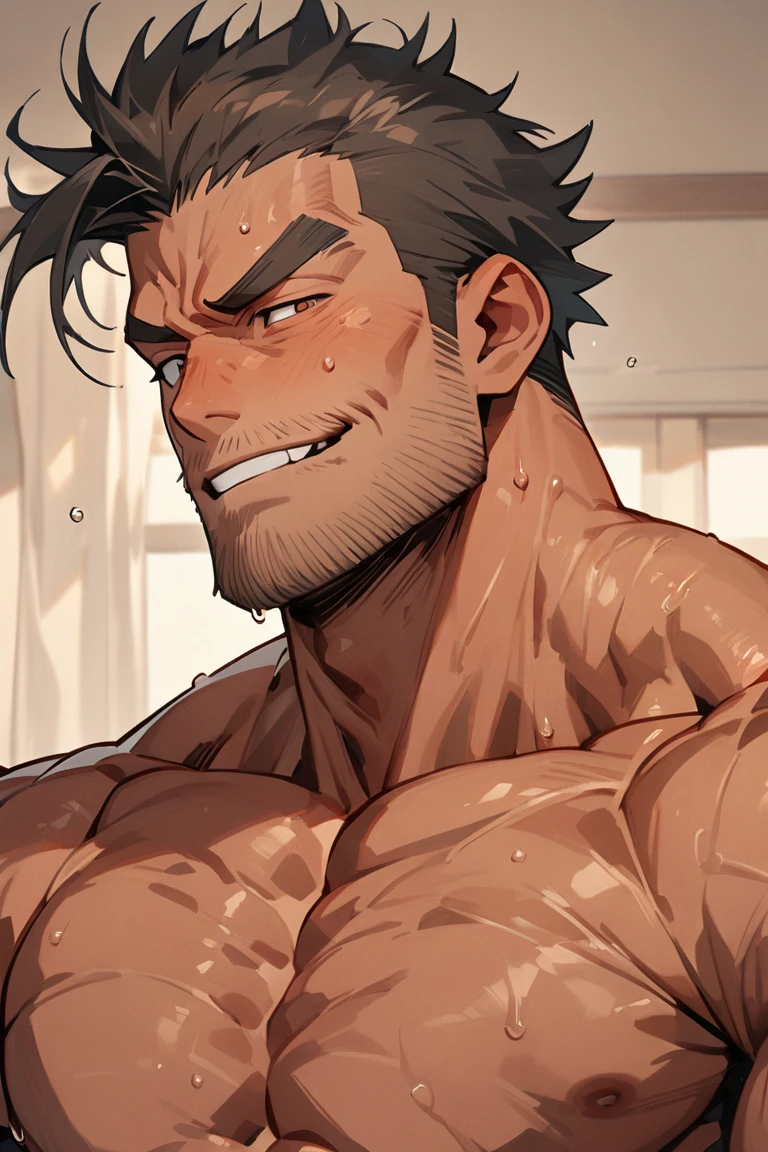 (best quality, highres:1.2), (realistic:1.37), (portrait:1.5)
Muscular male with a mature appearance and a strong daddy vibe. He has a short, well-groomed beard that adds to his rugged charm. His hair is flowing and white, giving him a distinctive and striking look. In addition to his human features, he possesses wolf ears that blend seamlessly with his hair, adding a touch of wildness to his persona. A long wolf tail extends from his lower back, completing his unique and captivating appearance.
The male figure is dressed in a pair of torn jeans, emphasizing his rugged style and showcasing his muscular physique. He confidently stands shirtless, revealing his sculpted chest and abs. His arms are adorned with fingerless gloves, hinting at a hint of roughness and adding to his overall sense of masculinity.
The lighting in the portrait is carefully crafted to highlight the male's features and bring out the texture of his hair and skin. Soft, natural light illuminates his face, accentuating the details and creating subtle shadows that add depth to his expression.
The color scheme of the portrait is dominated by warm tones, complementing the male's skin and hair. Hints of earthy browns and deep oranges create a warm and inviting atmosphere, while subtle contrast is used to enhance the realism and depth of the image.
The level of detail in this portrait is exceptionally high, with each strand of hair and texture on the skin meticulously rendered. The realistic rendering technique brings the character to life, capturing his strong presence and magnetic personality.
Overall, this portrait combines realistic rendering with a touch of fantasy, portraying a muscular male with wolf-like features and a powerful presence.