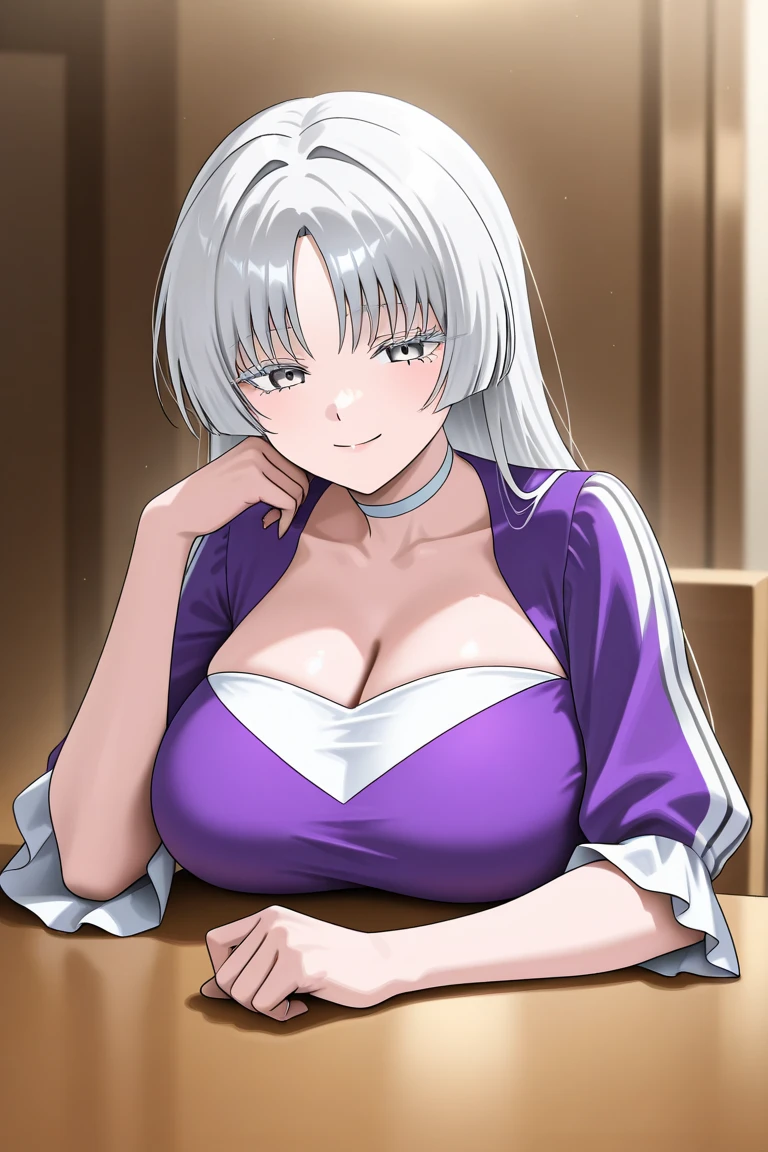 professional artwork, Intricate Details, field of view, sharp focus, detailed painting, photorealistic lighting, trending on pixiv, Standing at attention, ((huge breasts:1,4)), revealed skin, cleavage, formal clothes, Beautiful body,Beautiful Nose,Beautiful character design, perfect eyes, perfect face, looking at viewer, NSFW,official art,extremely detailed CG unity 8k wallpaper, perfect lighting,Colorful, Bright_Front_face_Lighting, (masterpiece:1.0),(best_quality:1.0), ultra high res,4K,ultra-detailed, photography, 8K, HDR, highres, absurdres:1.2, Kodak portra 400, film grain, blurry background, bokeh:1.2, lens flare, (vibrant_color:1.2), shikkoku_yorihime, (seductive look, flirting), ((looking at viewer, front body pose)), (beautiful lips), official art,